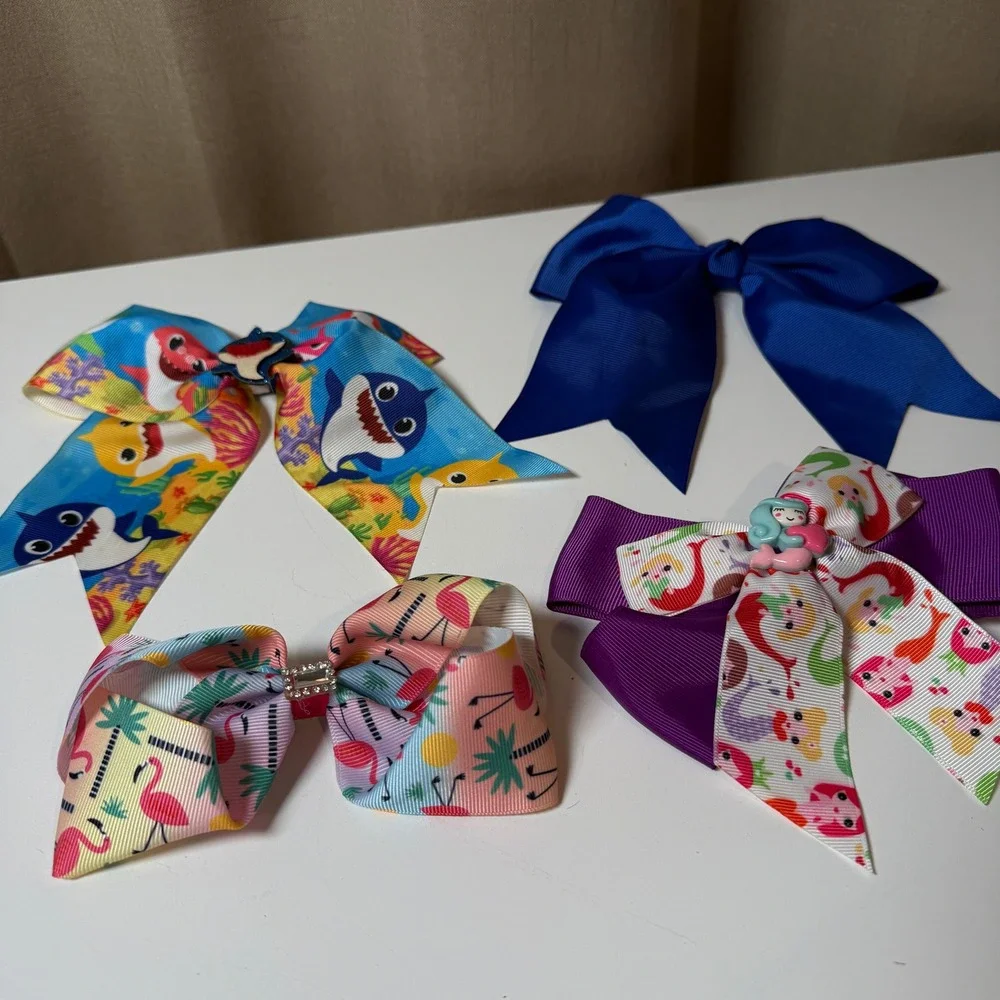 Kids‎ Hair Bow Set Baby Shark Flamingo Mermaid Theme Hair Accessories Pack
